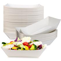 Bandejas de alimentos Oomcu descartáveis Kraft White Paper, 3 libras, pacote com 100 Bandejas de alimentos Oomcu descartáveis Kraft White Paper, 3 libras, pacote com 100