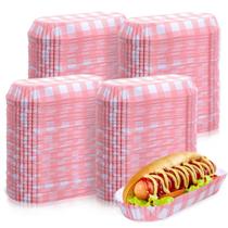 Bandejas de cachorro-quente de papel Yinkin, 300 unidades, 6 polegadas, rosa descartáveis