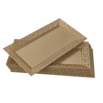 Bandejas de renda descartáveis, colheres de prata, 6 peças para casamento, ouro