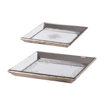 Bandejas de servir Benzara BM285016 Vintage Mirrored Square Set 2