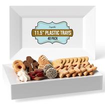 Bandejas de servir requintadas, 40 unidades de plástico branco de 29,21 cm para festas Bandejas de servir requintadas, 40 unidades de plástico branco de 29,21 cm para festas