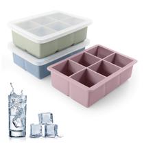 Bandejas de silicone para cubos de gelo Excnorm, pacote com 3 tampas removíveis Bandejas de silicone para cubos de gelo Excnorm, pacote com 3 tampas removíveis