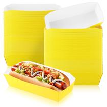 Bandejas descartáveis de papel para cachorro-quente Yeaqee 100 unidades (amarelas) Bandejas descartáveis de papel para cachorro-quente Yeaqee 100 unidades (amarelas)