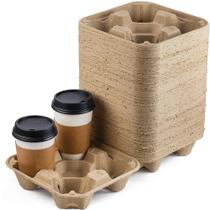 Bandejas descartáveis para transportar bebidas, FMP Brands, 4 xícaras, pacote com 45