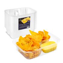 Bandejas Nacho Klineus, 50 unidades, 2 compartimentos, plástico transparente, 350 ml
