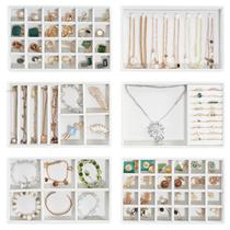 Bandejas organizadoras de joias ProCase empilháveis de 6 camadas, branco quente