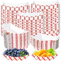 Bandejas para barcos para alimentos e papel kraft descartável MotBach Checkered 225 ml Bandejas para barcos para alimentos e papel kraft descartável MotBach Checkered 225 ml