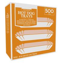 Bandejas para cachorros-quentes Supellectilem 500 unidades de 8 cm de papel branco