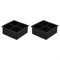 Bandejas quadradas de silicone para cubos de gelo Amazon Basics, conjunto de 2 pretas Bandejas quadradas de silicone para cubos de gelo Amazon Basics, conjunto de 2 pretas