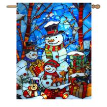 Bandera de Casa Muñeco de Nieve DZGlobal 71x102 cm Doble Faz