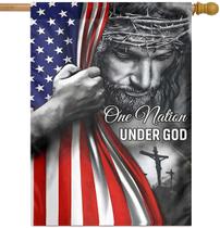 Bandera de Jardín "Una Nación Bajo Dios" Jesús Cristiano 70x100 cm