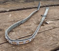 Bandinha Em Couro Com Strass Para Chapéu Cowgirl Luxo Oferta