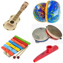 Bandinha Ritmica com 5 Instrumentos Infantis Montessori