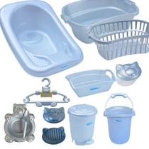 Banheira 32 Litros Kit 11 itens cesto roupa banho maternidade