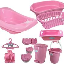 Banheira 32 Litros Kit 11 itens cesto roupa banho maternidade Banheira 32 Litros Kit 11 itens cesto roupa banho maternidade