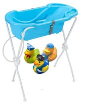 Banheira Azul & Brinquedos Para Banho Patos Fantasia - Tutti Baby