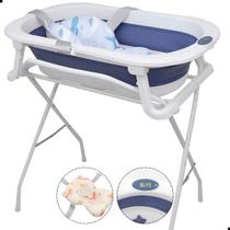 Banheira Bebe Com Suporte Dobravel Almofada Banho Termometro