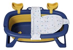 Banheira Bebê Dobrável Azul Kids C/ Porta Sabonete E Redinha Banheira Bebê Dobrável Azul Kids C/ Porta Sabonete E Redinha