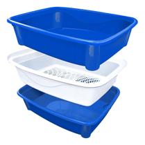 Banheira Caixa De Areia Higiênica Gatos 3 Peças Furacão Pet - AZUL