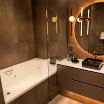 Banheira Casal de Hidromassagem Lecce Elegance 180cm x 120cm x 50cm em Gel Coat - 220V Mondialle Branco