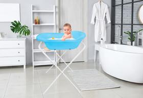 Banheira Com Suporte Bebê Infantil Criança Azul 20l