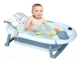 Banheira Com Termômetro Digital Para Bebê Com Almofada De Banho Flutuante - Tibaby