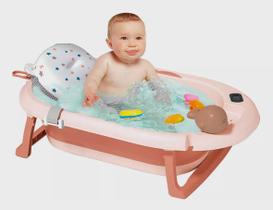 Banheira Com Termômetro Digital Para Bebê Com Almofada De Banho Flutuante