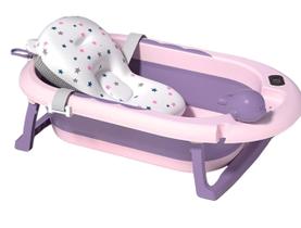 Banheira Com Termômetro Digital Para Bebê Com Almofada De Banho Flutuante - Tibaby