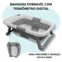 Banheira De Banho Para Bebe Com Termômetro Digital Dobrável