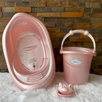 Banheira de Bebe 22 Litros Com Balde Ofurô 11 Litros e Saboneteira tampa livre BPA