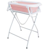 Banheira de Bebe Compacta Dobravel com Suporte Kiddo Flex Rosa