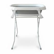 Banheira de Bebê Dobrável Portátil até 35 Litros com Suporte e Almofada de Banho Cinza - Mollie Baby