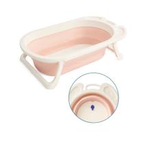 Banheira De Bebê Infantil Banheirinha Dobrável Portátil Confortável Compacta Banho Segurança Rosa