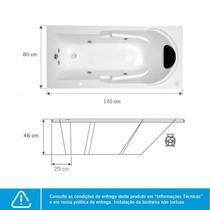 Banheira de Hidromassagem Capri Astra em Gel Coat Super Luxo 170x80x46cm - P6 - 220v - sem Aquecedor Branco