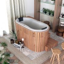 Banheira de Hidromassagem Ofuro Oval Duplo Essencial 161cmx81cmx95cm em Gel Coat- 220V Mondialle Banheira de Hidromassagem Ofuro Oval Duplo Essencial 161cmx81cmx95cm em Gel Coat- 220V Mondialle