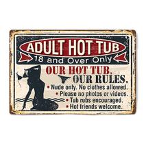 Banheira de hidromassagem vintage para adultos com placa de lata para decoração de parede, ferro de 20 x 30 cm