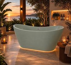 Banheira de Imersão Oval com Blower Mavie 150x75cm Branco Ouro Fino Banheira de Imersão Oval com Blower Mavie 150x75cm Branco Ouro Fino