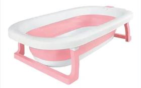 Banheira Dobrável Infantil Bebê Compacta 30 Litros Portátil Antiderrapante Rosa e Azul