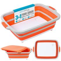 Banheira dobrável para preparação de churrasco BIRDROCK HOME com tábua de cortar laranja