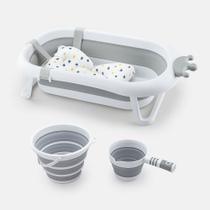 Banheira Dobrável Portátil Cinza Para Bebê C/ Almofada Deend