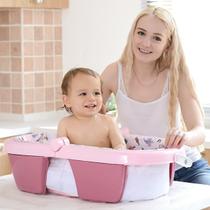 Banheira Dobrável Portátil Para Bebe Resistente e Macia Rosa