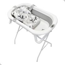 Banheira Dobrável Premium Baby Bubbly Grey Branco