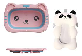 Banheira Dobrável Retrátil Gatinho Vitoriana + Cama Panda