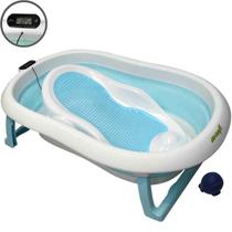 Banheira Flexivel Com Termômetro Baby Happy Azul Blue - Premium Baby