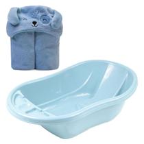 Banheira Infantil 29 litros com Cobertor de Microfibra Azul - Tutti Baby