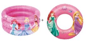 Banheira Inflável 38 Litros Princesas + Boia Princesa Disney - Mor