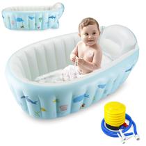 Banheira inflável PandaEar Baby, banheira portátil para bebês de viagem, banheira infantil com bomba de ar, chuveiro antiderrapante dobrável, mini piscina de ar para recém-nascidos (azul baleia) Banheira inflável PandaEar Baby, banheira portátil para bebês de viagem, banheira infantil com bomba de ar, chuveiro antiderrapante dobrável, mini piscina de ar para recém-nascidos (azul baleia)