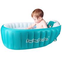 Banheira Inflável Portátil Swimbobo para Bebês - Dobrável e Azul