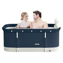 Banheira Ofurô Dobrável Portátil Retangular PVC Com Encosto Inflável Azul VG+ Banheira Ofurô Dobrável Portátil Retangular PVC Com Encosto Inflável Azul VG+