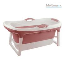 Banheira Ofurô Infantil para Bebês e Adultos Retrátil Portátil Dobrável Rosa 120L Multmaxx